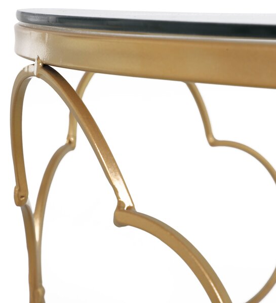 HOMCOM Set de 2 Masute pentru Salon care se pot Stivui Art Deco, Masute de Cafea din Metal cu Blat din Sticla Securizata, Auriu