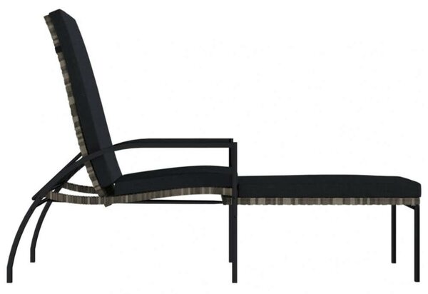 Polyrattan Napozóágy Lábtartóval - Szürke - 195x60x60 cm