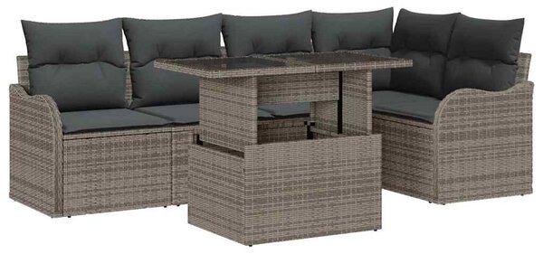VidaXL Kerti Kanapé Szett párnával párnával 6 pcs Szürke Poly Rattan