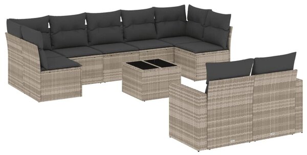VidaXL Polyrattan Kerti Ülőgarnitúra - 10 részes - Világosszürke