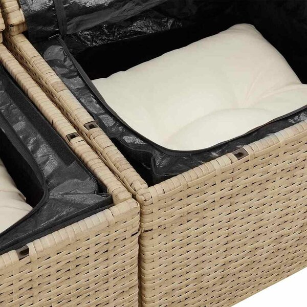 VidaXL Kerti Kanapé Szett tárolóval 7 pcs Beige és krém polirattan
