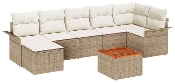 VidaXL Kerti Kanapé Szett tárolóval 8 pcs Beige és krém polirattan