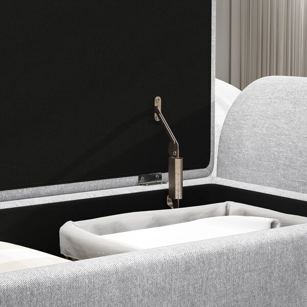 HOMCOM Tárolópad Kartámasszal Szövet és Gumifa 132x42x50 cm Szürke