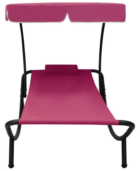 VidaXL Kerti Napozóágy - Rózsaszín - Napellenzővel - 200cm