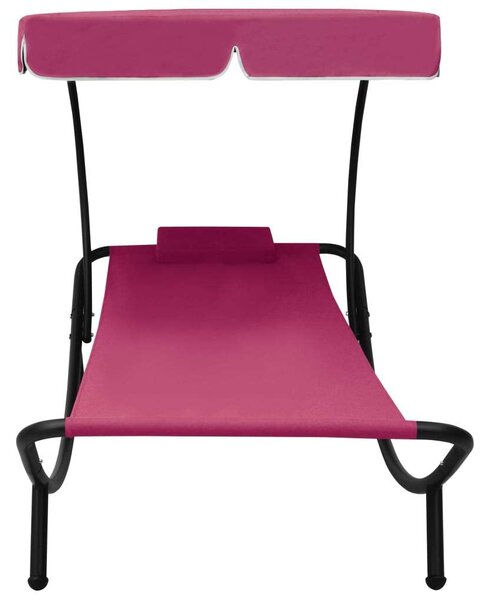 VidaXL Kerti Napozóágy - Rózsaszín - Napellenzővel - 200cm