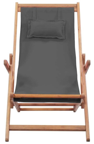 VidaXL szürke összecsukható szövetkárpitos, favázas strandszék