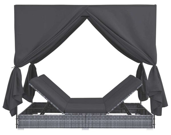 VidaXL Polyrattan Napozóágy - 2 személyes - Szürke