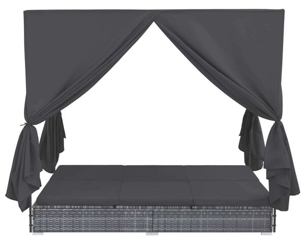 VidaXL Polyrattan Napozóágy - 2 személyes - Szürke