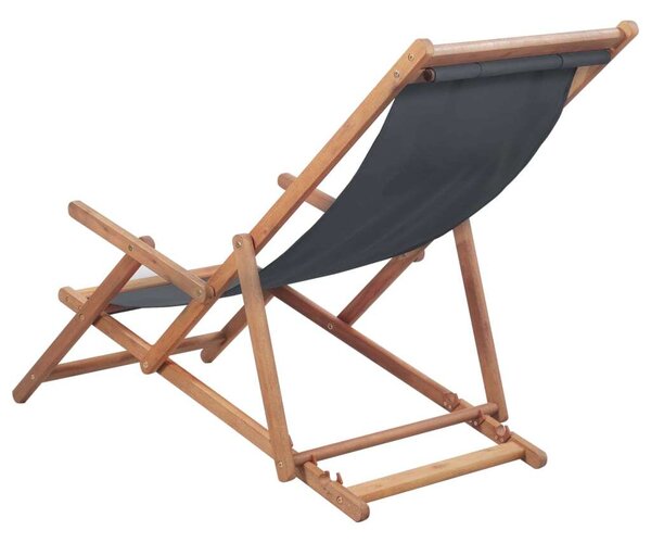 VidaXL szürke összecsukható szövetkárpitos, favázas strandszék