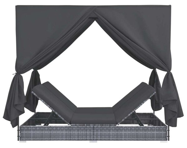 VidaXL Polyrattan Napozóágy - 2 személyes - Szürke