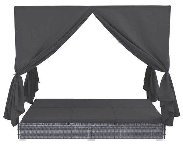 VidaXL Polyrattan Napozóágy - 2 személyes - Szürke