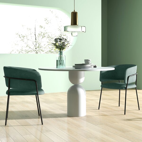 HOMCOM Set 2 Scaune pentru Bucătărie Tapițate, din Țesătură cu Aspect Catifea și Oțel, 57x53x73 cm, Verde