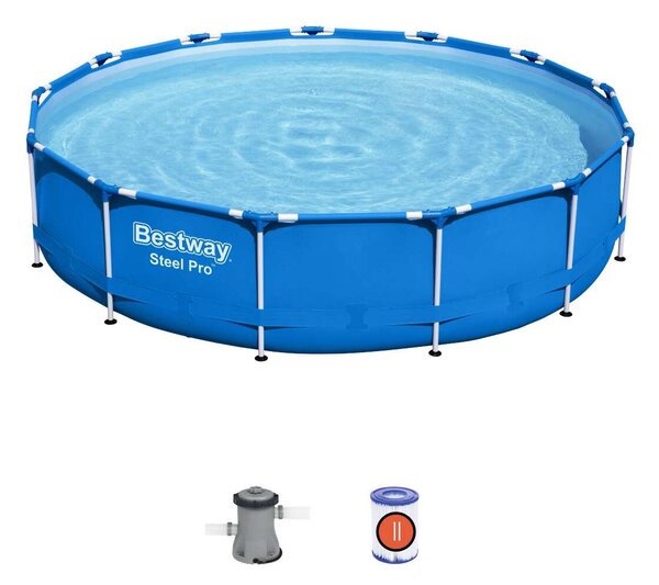 Bestway Azzurro 396x84cm Fémvázas medence papírszűrős vízforgatóval és szűrőbetéttel (FFA 642) - kék