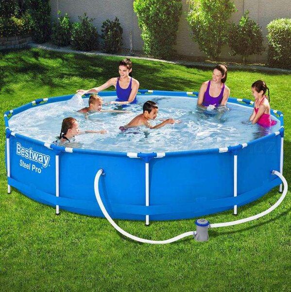 Bestway Azzurro 396x84cm Fémvázas medence papírszűrős vízforgatóval és szűrőbetéttel (FFA 642) - kék