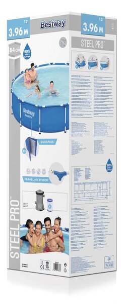 Bestway Azzurro 396x84cm Fémvázas medence papírszűrős vízforgatóval és szűrőbetéttel (FFA 642) - kék