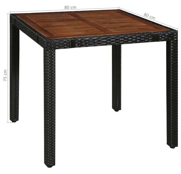 VidaXL Kültéri Étkezőgarnitúra - 5 részes - Fekete Polyrattan