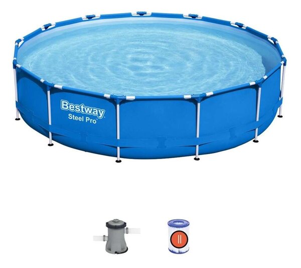 Bestway Azzurro 396x84cm Fémvázas medence papírszűrős vízforgatóval és szűrőbetéttel (FFA 642) - kék