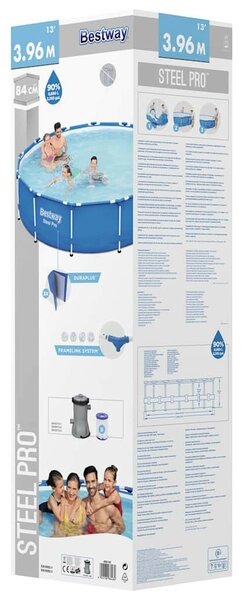 Bestway Azzurro 396x84cm Fémvázas medence papírszűrős vízforgatóval és szűrőbetéttel (FFA 642) - kék