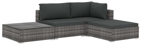 VidaXL 4-részes szürke polyrattan kerti bútorszett párnákkal