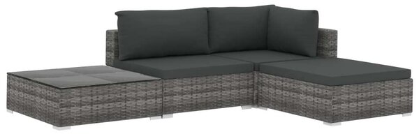 VidaXL 4-részes szürke polyrattan kerti bútorszett párnákkal