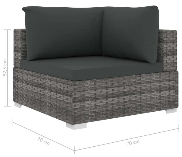 VidaXL 4-részes szürke polyrattan kerti bútorszett párnákkal