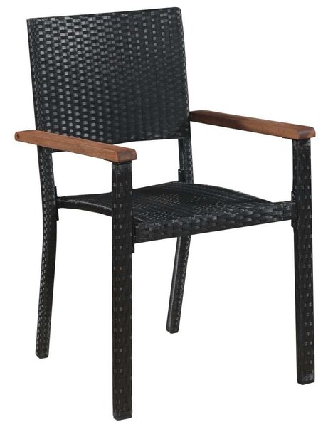 VidaXL Kültéri Étkezőgarnitúra - 5 részes - Fekete Polyrattan
