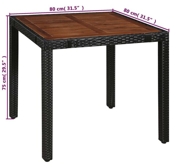 VidaXL Kültéri Étkezőgarnitúra - 5 részes - Fekete Polyrattan