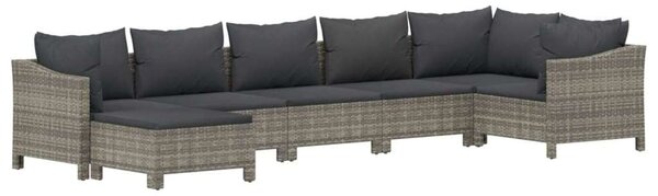 VidaXL 7 részes szürke polyrattan kerti ülőgarnitúra párnákkal