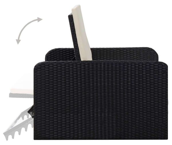 VidaXL Polyrattan Kerti Pihenőszett - 2 részes - Fekete