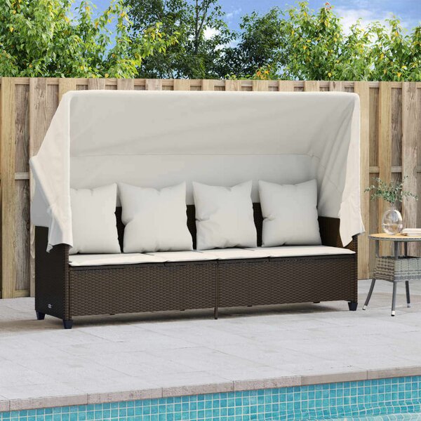 VidaXL Napozóágy - Barna Polyrattan - 204cm