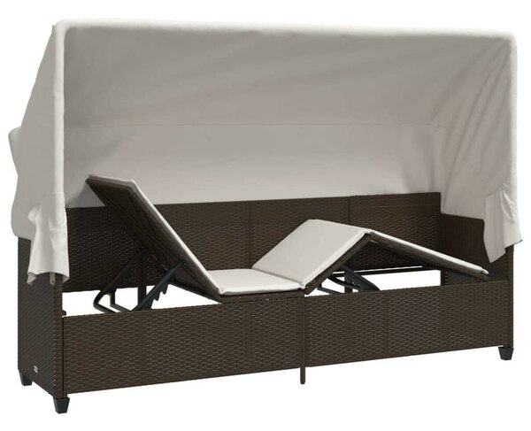 VidaXL Napozóágy - Barna Polyrattan - 204cm
