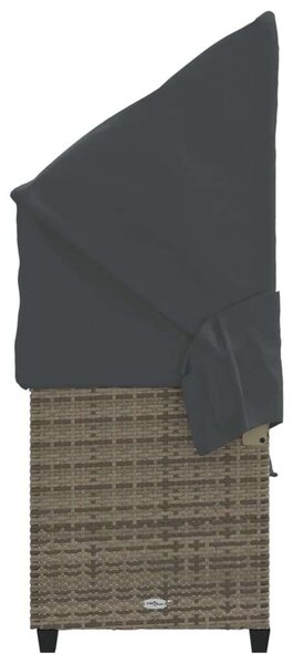 VidaXL szürke polyrattan napozóágy tetővel és párnával