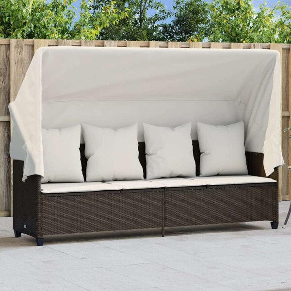 VidaXL Napozóágy - Barna Polyrattan - 204cm