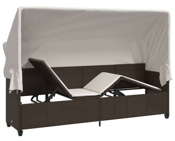 VidaXL Napozóágy - Barna Polyrattan - 204cm