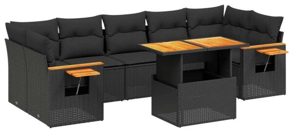 VidaXL Polyrattan Kerti Ülőgarnitúra - 8 részes - Fekete