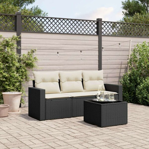VidaXL Polyrattan Kerti Ülőgarnitúra - 4 részes - Fekete