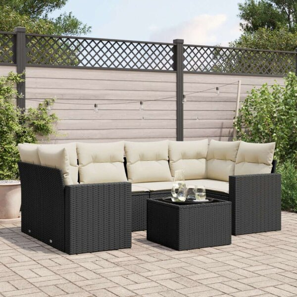 VidaXL Polyrattan Kerti Ülőgarnitúra - 7 részes - Fekete