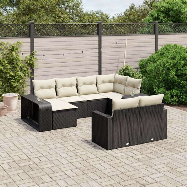 VidaXL Polyrattan Kerti Ülőgarnitúra - 10 részes - Fekete