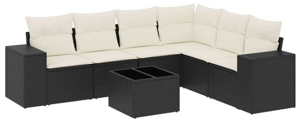 VidaXL Polyrattan Kerti Ülőgarnitúra - 7 részes - Fekete