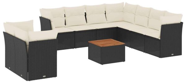 VidaXL Polyrattan Kerti Ülőgarnitúra - 11 részes - Fekete