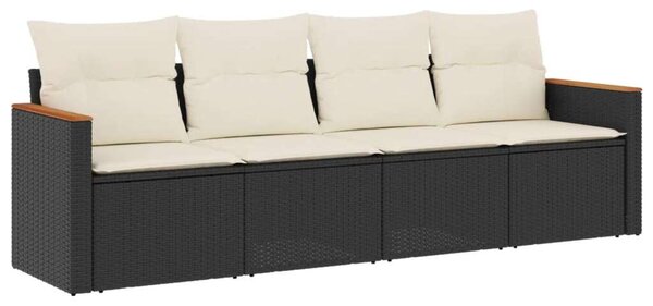 VidaXL 4 részes Kerti Ülőgarnitúra - Polyrattan - Fekete