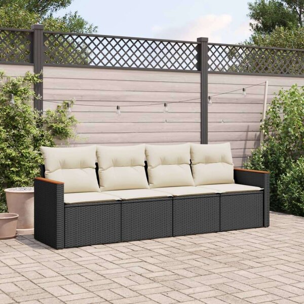 VidaXL 4 részes Kerti Ülőgarnitúra - Polyrattan - Fekete