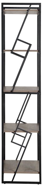 Ötszintes könyvespolc FORRES 184 cm Barna/fekete