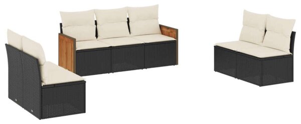 VidaXL Polyrattan Kerti Ülőgarnitúra - 7 részes - Fekete