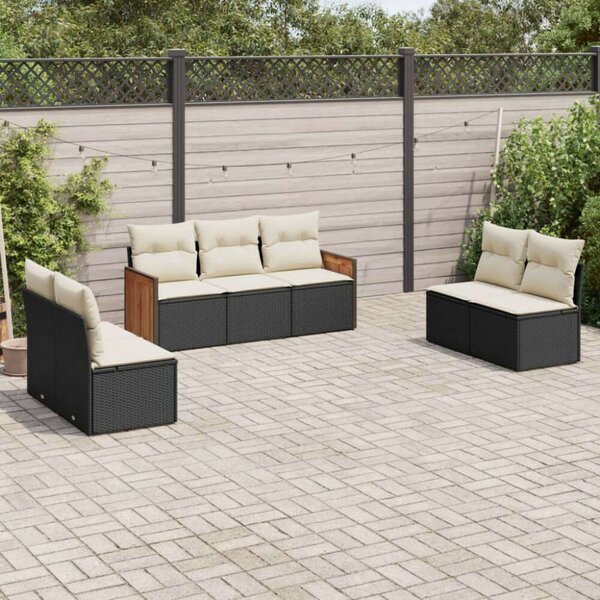 VidaXL Polyrattan Kerti Ülőgarnitúra - 7 részes - Fekete