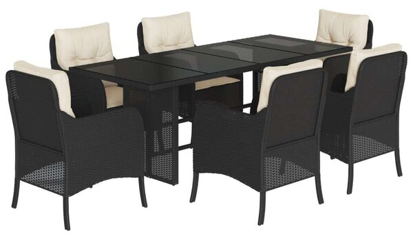 Polyrattan Kerti Étkezőgarnitúra - 7 részes - Fekete