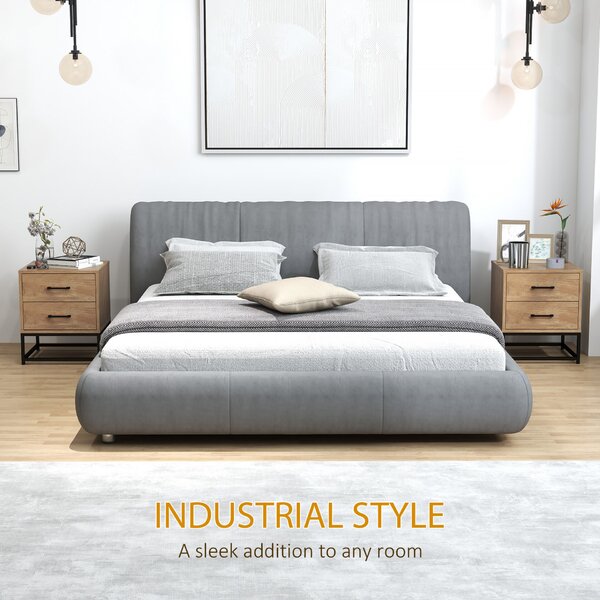 HOMCOM Set de 2 noptiere cu 2 sertare, stil industrial din lemn și oțel, culoare lemn