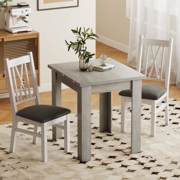 HOMCOM Masă de Dining Extensibilă pentru 4-6 Persoane din Lemn și Oțel, 140x80x77.5 cm, Gri și Nuanță Lemn