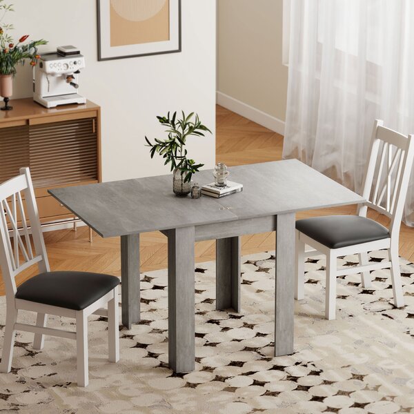 HOMCOM Masă de Dining Extensibilă pentru 4-6 Persoane din Lemn și Oțel, 140x80x77.5 cm, Gri și Nuanță Lemn