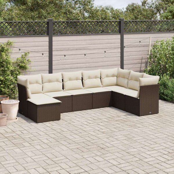 VidaXL 8 részes barna polyrattan kerti ülőgarnitúra párnákkal